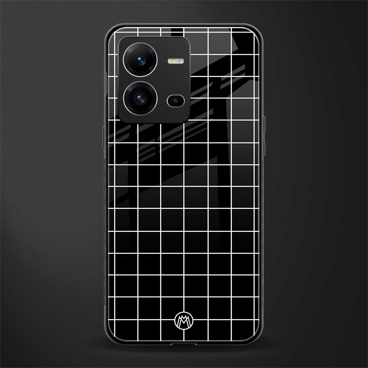 classic grid dark edition back phone cover | glass case for vivo v25-5g