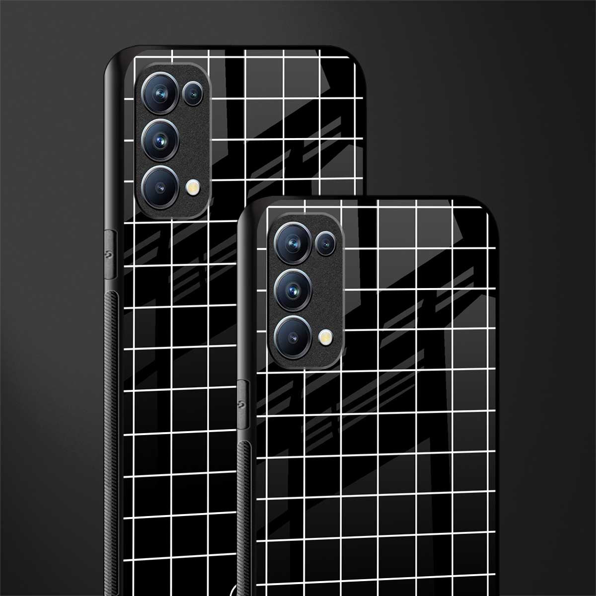 classic grid dark edition back phone cover | glass case for oppo reno 5