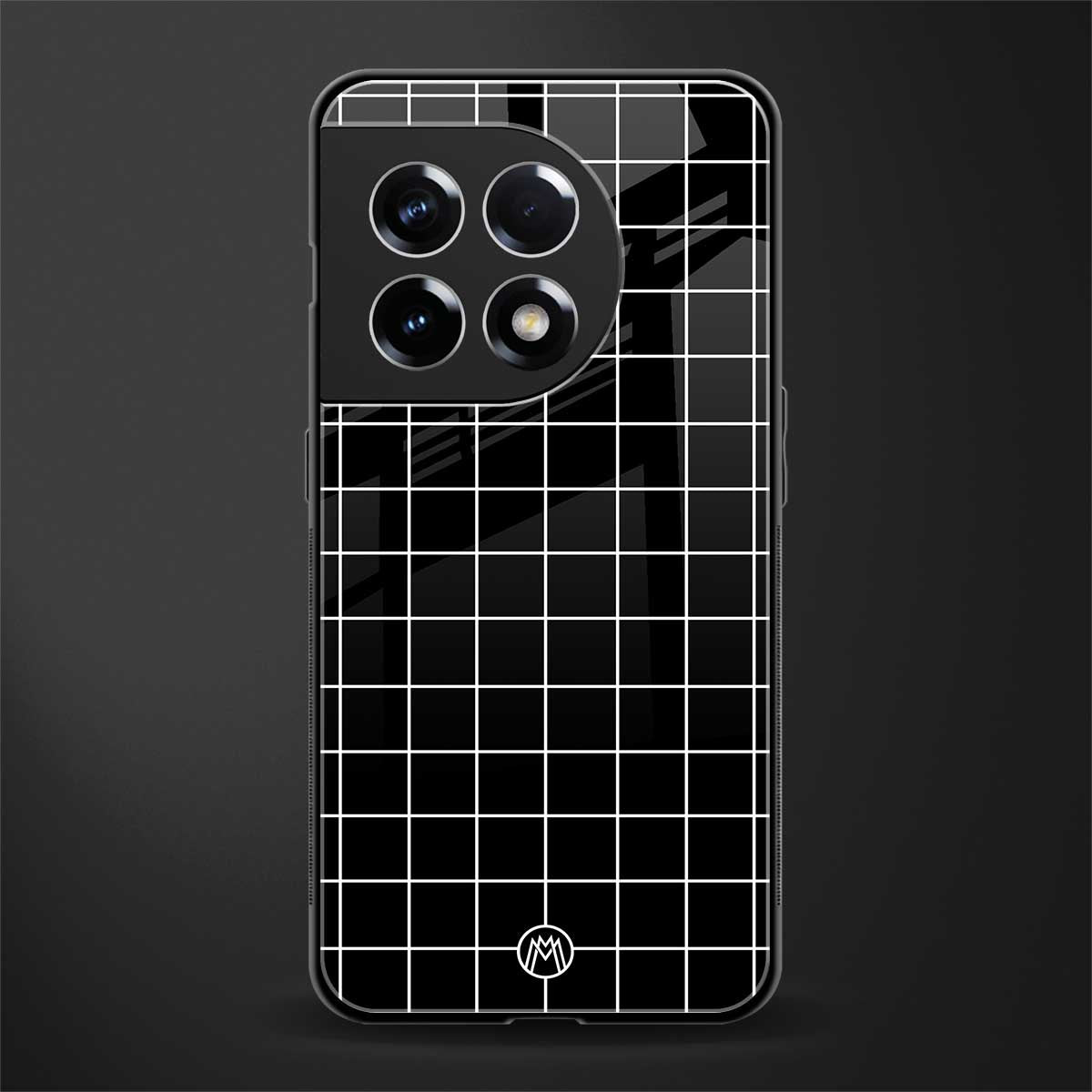 classic grid dark edition back phone cover | glass case for oneplus 11r