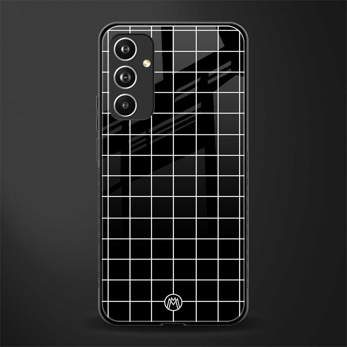 classic grid dark edition back phone cover | glass case for samsung galaxy a54 5g