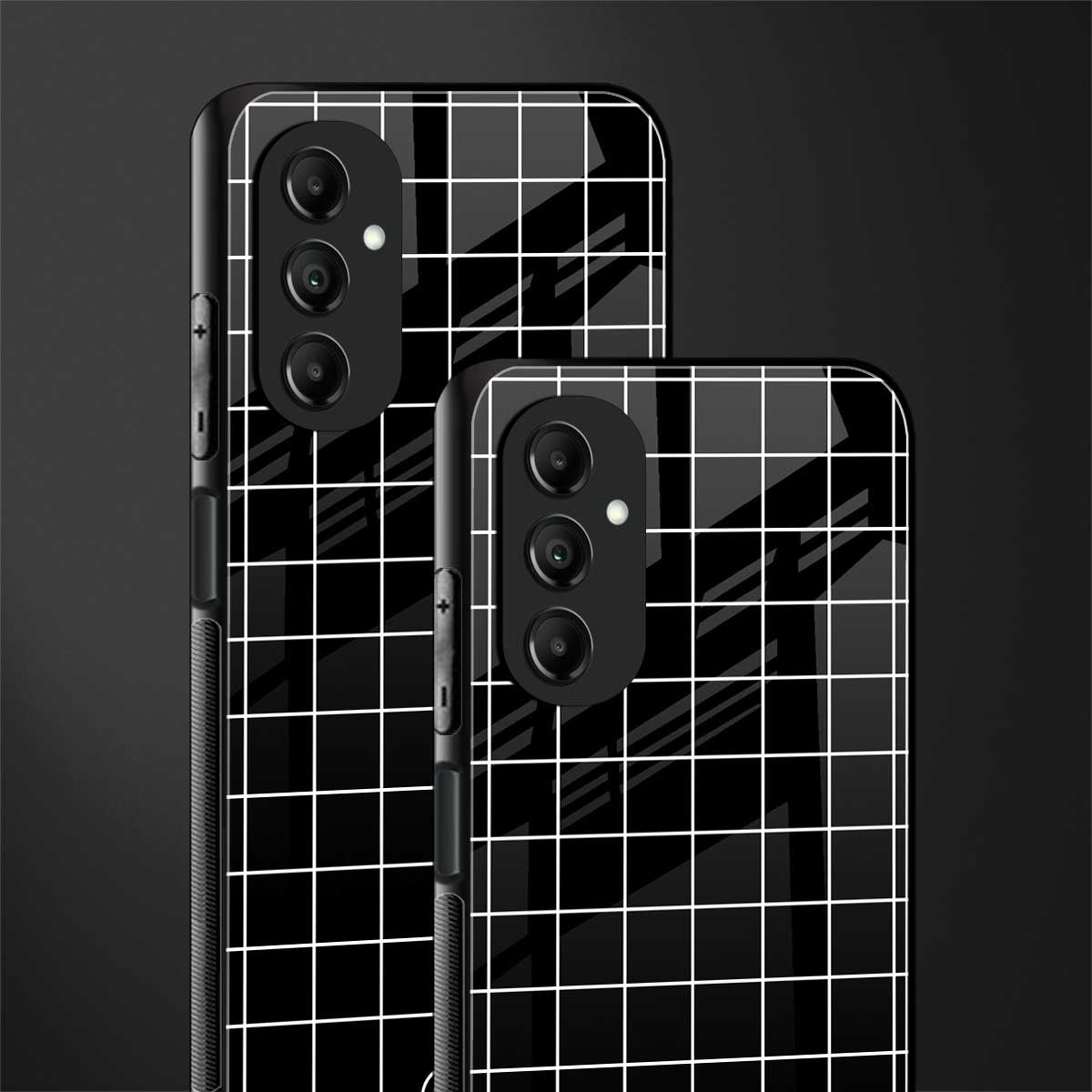 classic grid dark edition back phone cover | glass case for samsung galaxy a14 5g