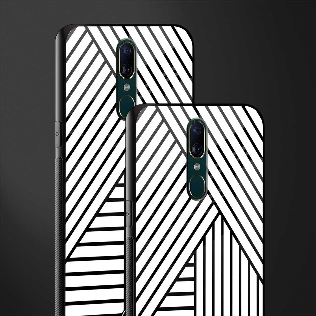 classic white black patten glass case for oppo f11 image-2