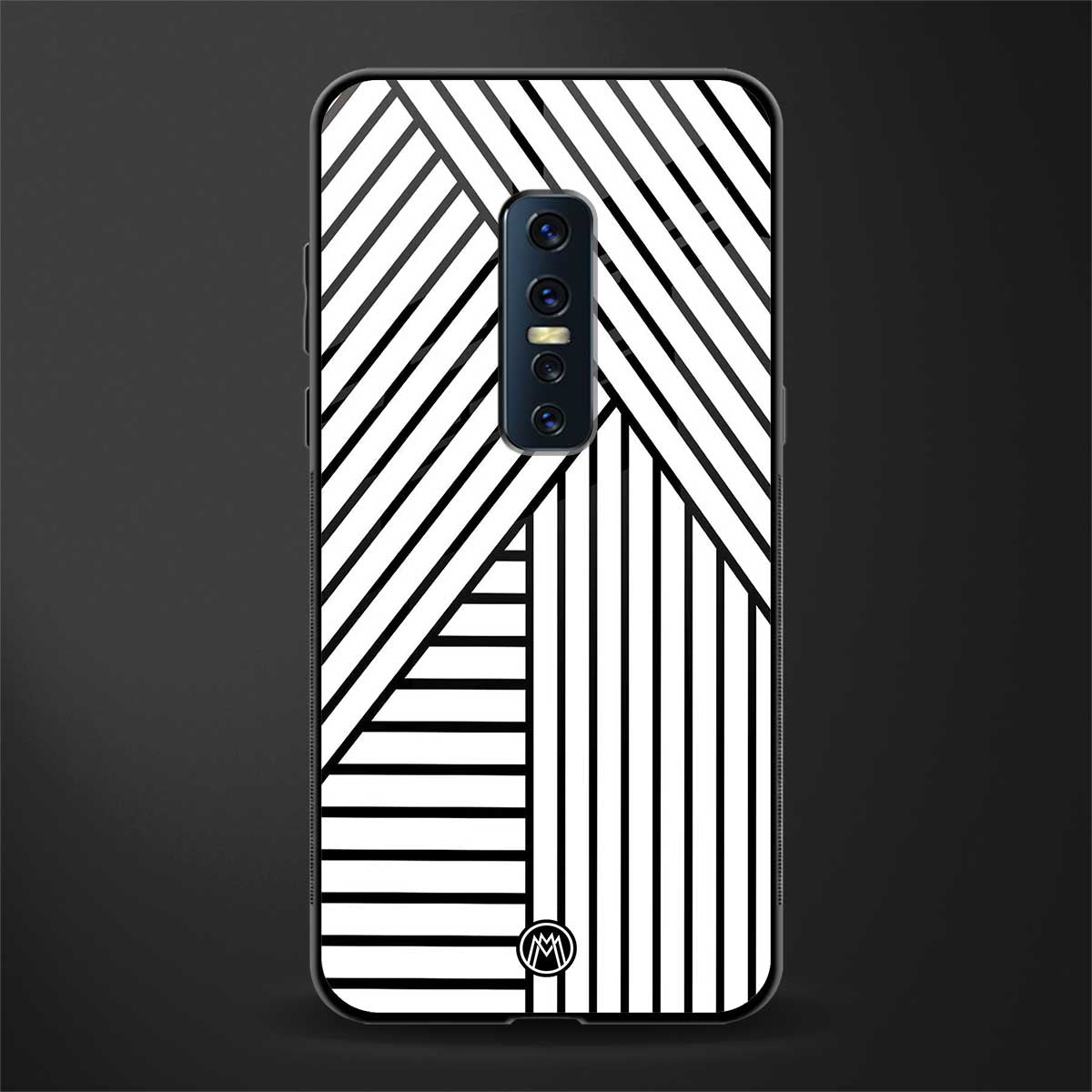 classic white black patten glass case for vivo v17 pro image