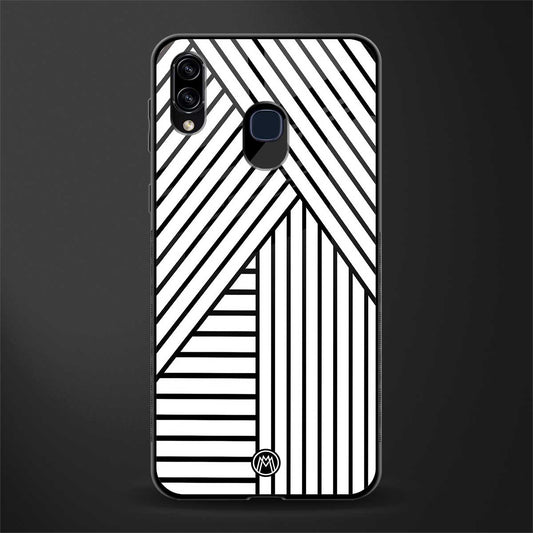 classic white black patten glass case for samsung galaxy a30 image