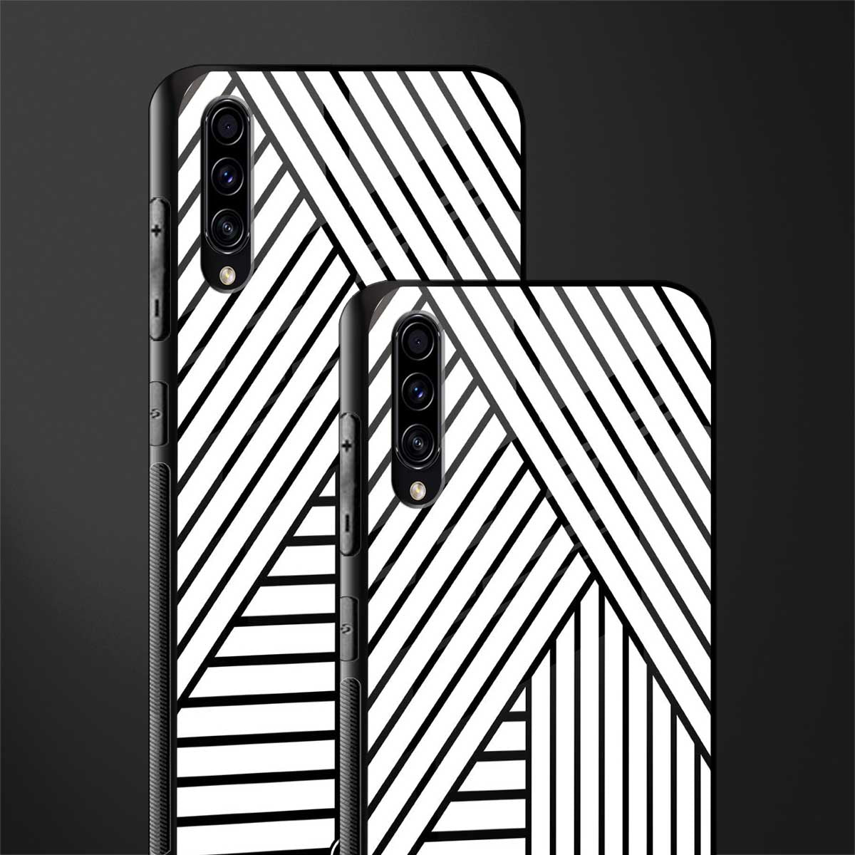 classic white black patten glass case for samsung galaxy a70 image-2