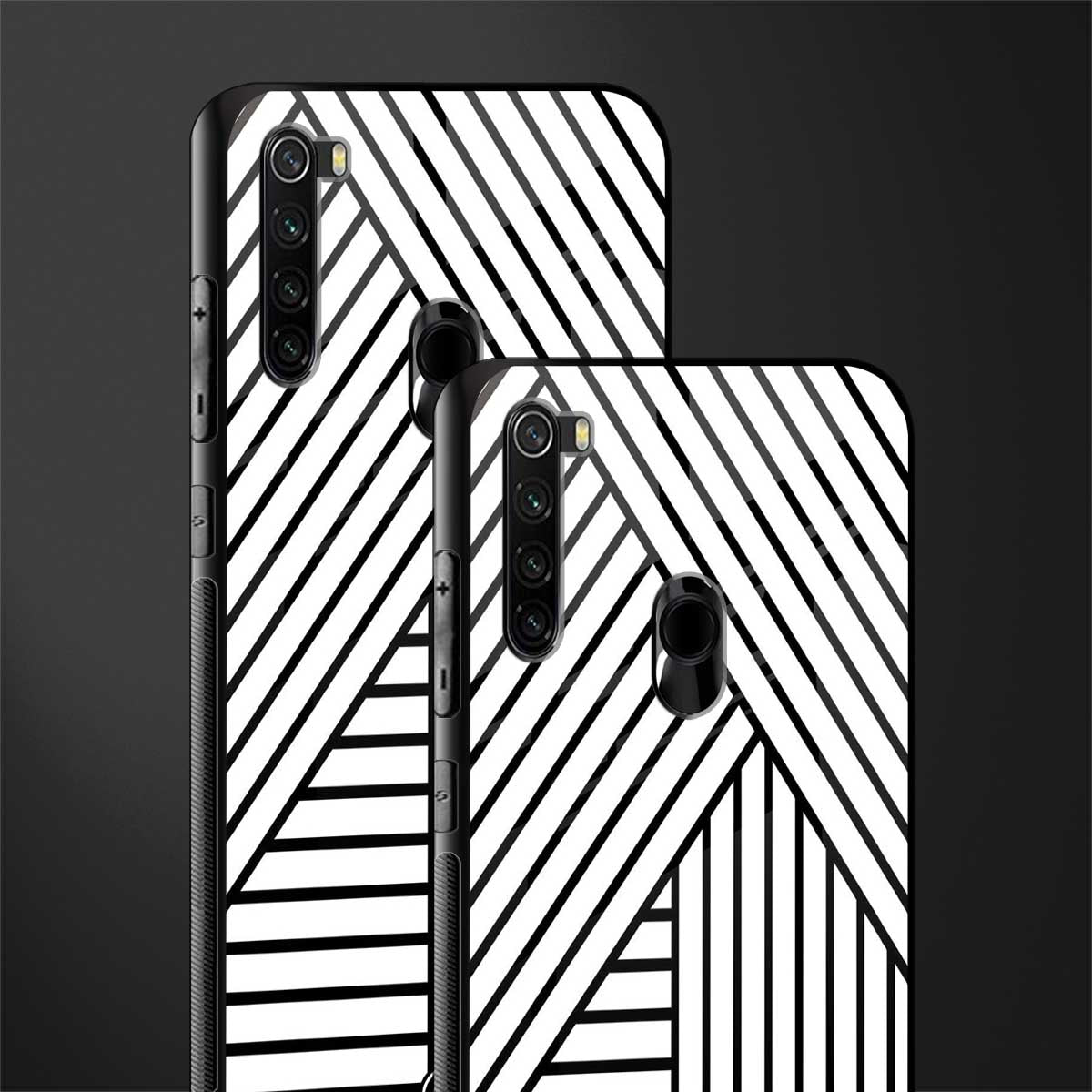classic white black patten glass case for redmi note 8 image-2