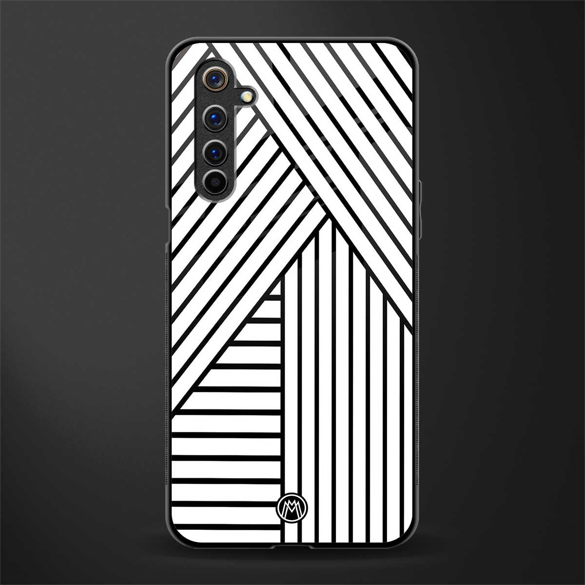 classic white black patten glass case for realme 6i image