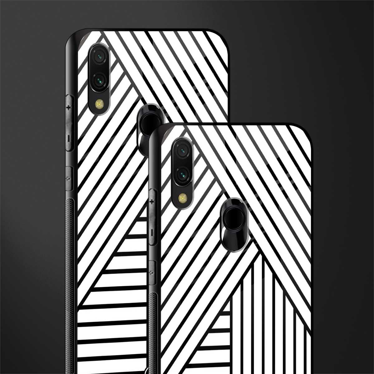 classic white black patten glass case for redmi y3 image-2