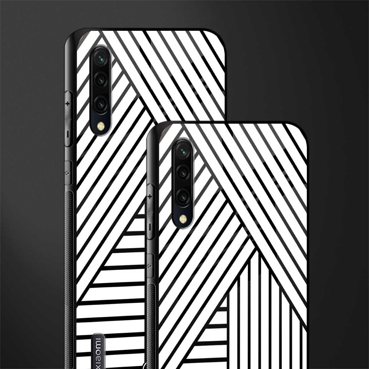 classic white black patten glass case for mi a3 redmi a3 image-2