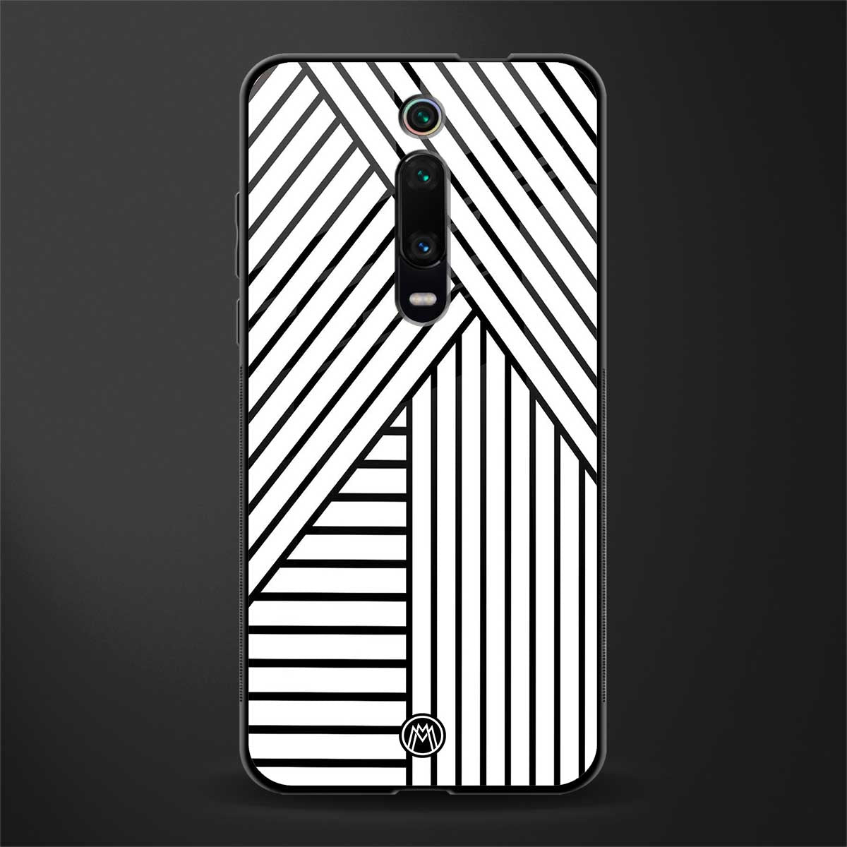 classic white black patten glass case for redmi k20 image