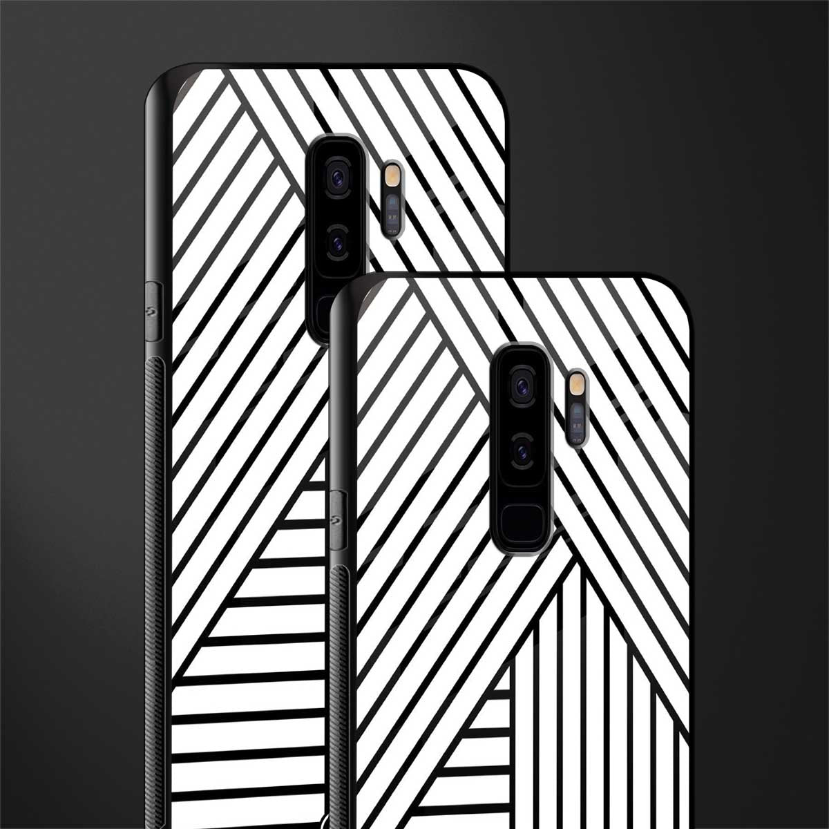 classic white black patten glass case for samsung galaxy s9 plus image-2