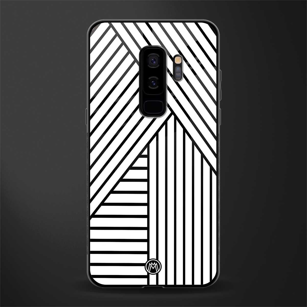 classic white black patten glass case for samsung galaxy s9 plus image