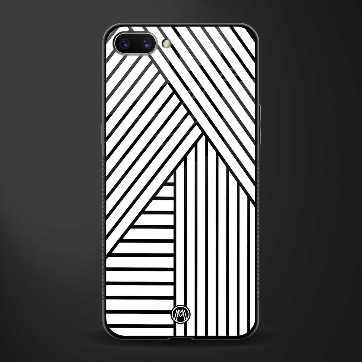 classic white black patten glass case for realme c1 image