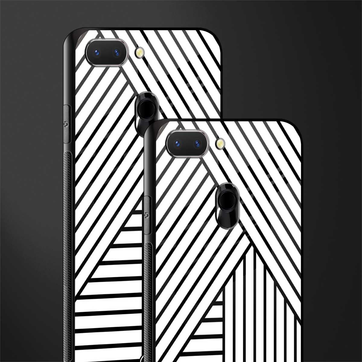 classic white black patten glass case for oppo a5 image-2