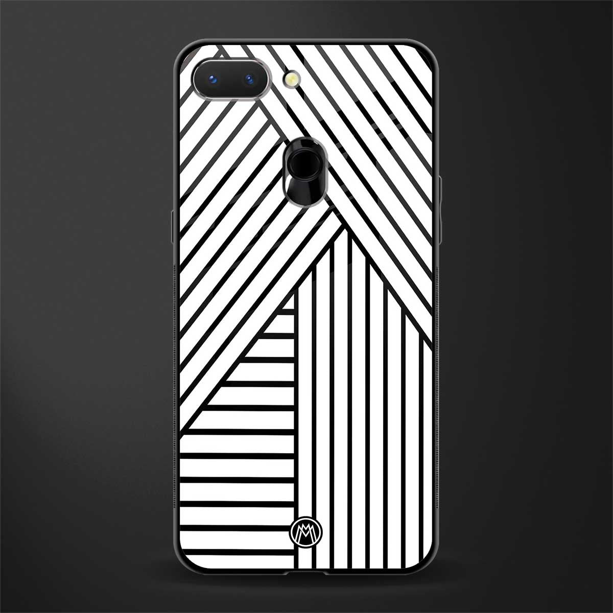 classic white black patten glass case for oppo a5 image