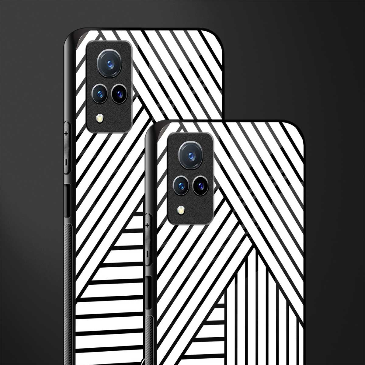 classic white black patten glass case for vivo v21 5g image-2