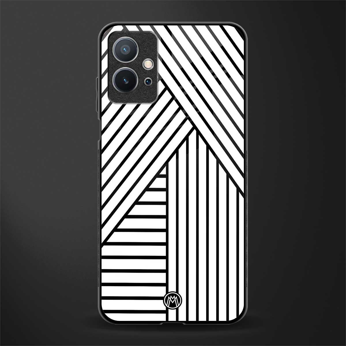 classic white black patten glass case for vivo y75 5g image