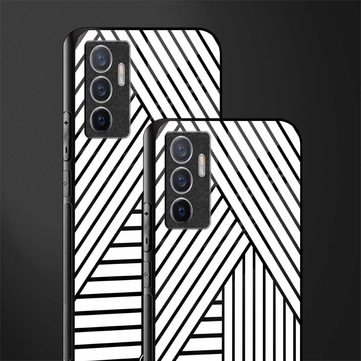classic white black patten glass case for vivo v23e image-2