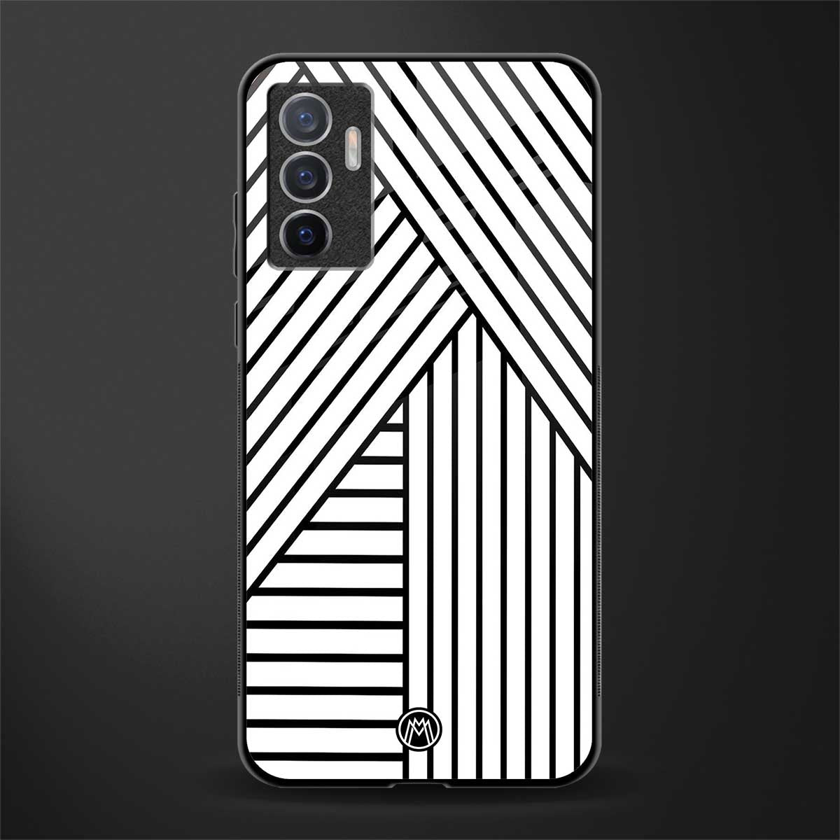 classic white black patten glass case for vivo v23e image
