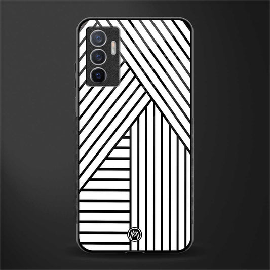 classic white black patten glass case for vivo v23e image