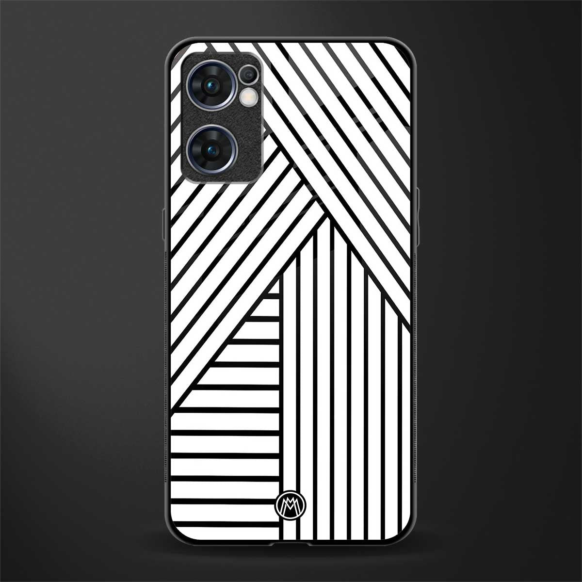 classic white black patten glass case for oppo reno7 5g image