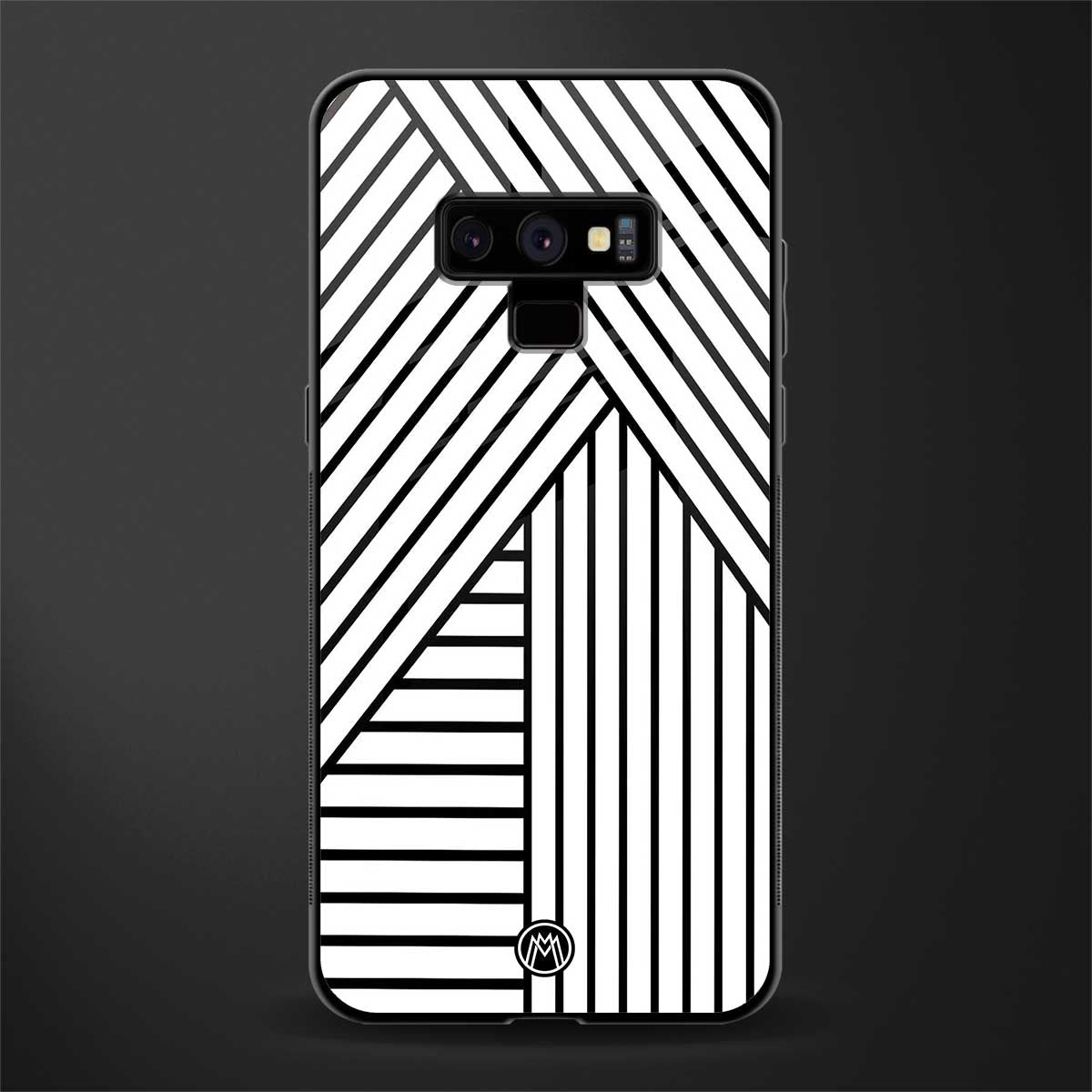 classic white black patten glass case for samsung galaxy note 9 image