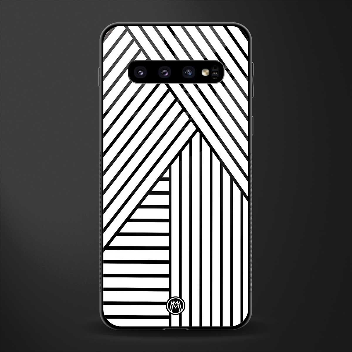 classic white black patten glass case for samsung galaxy s10 image