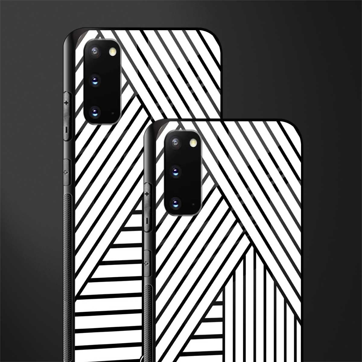 classic white black patten glass case for samsung galaxy s20 image-2