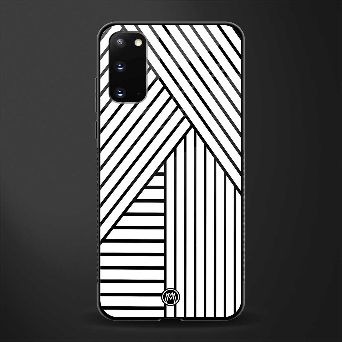 classic white black patten glass case for samsung galaxy s20 image