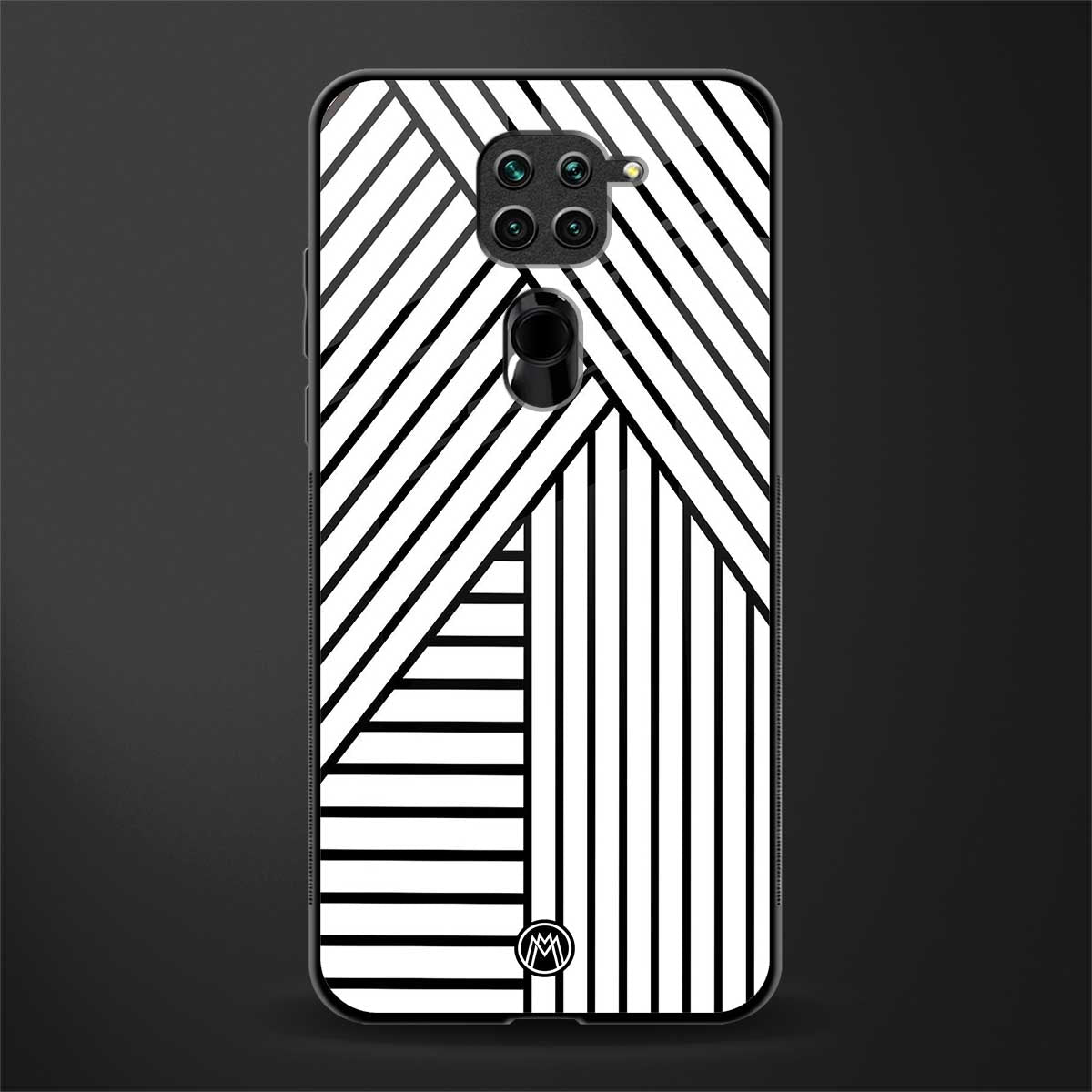 classic white black patten glass case for redmi note 9 image