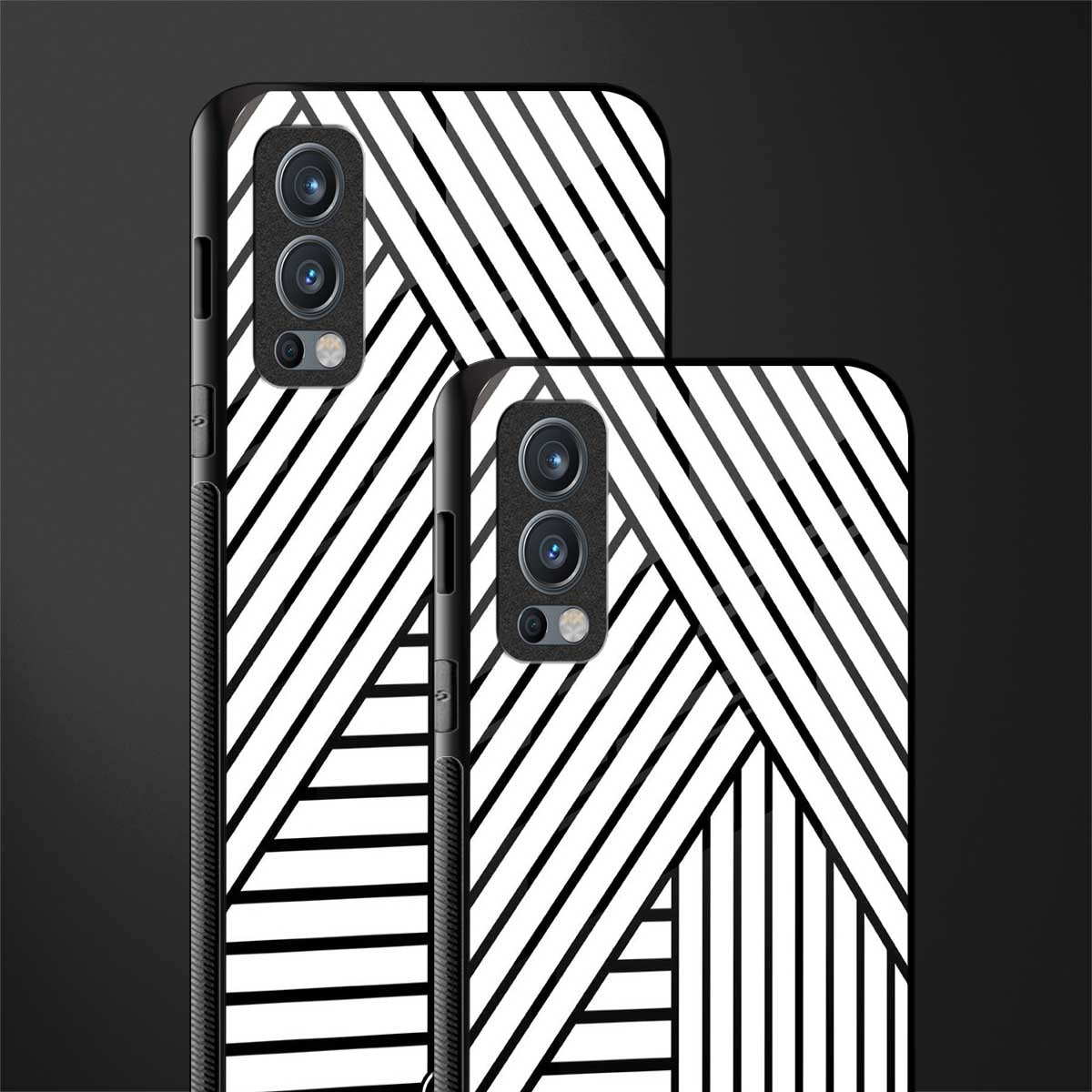 classic white black patten glass case for oneplus nord 2 5g image-2