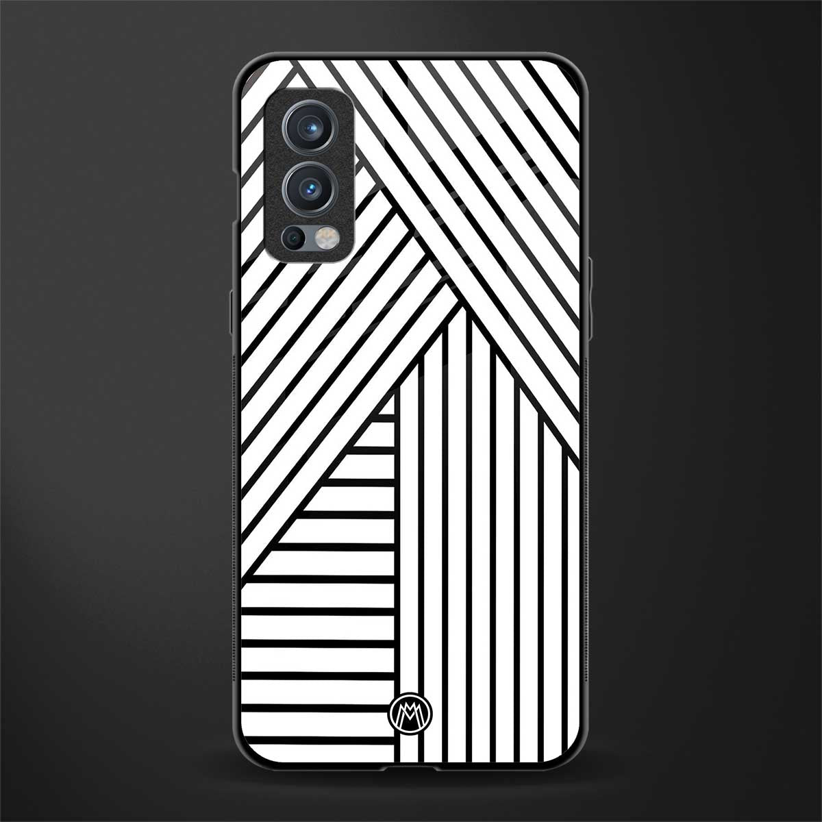 classic white black patten glass case for oneplus nord 2 5g image