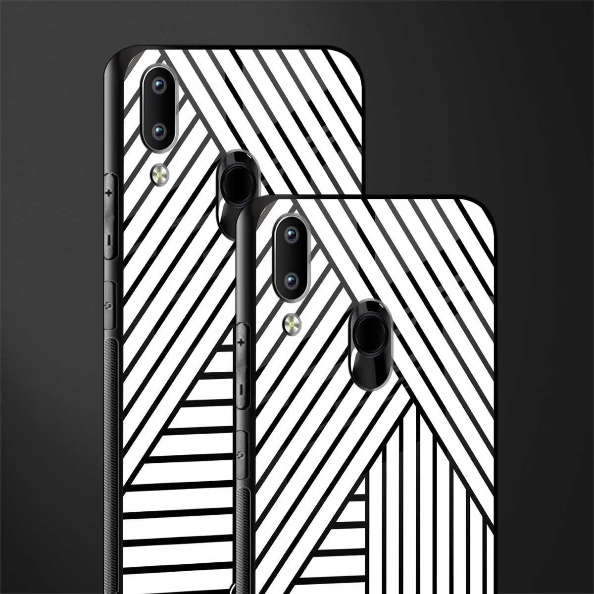 classic white black patten glass case for vivo y91 image-2