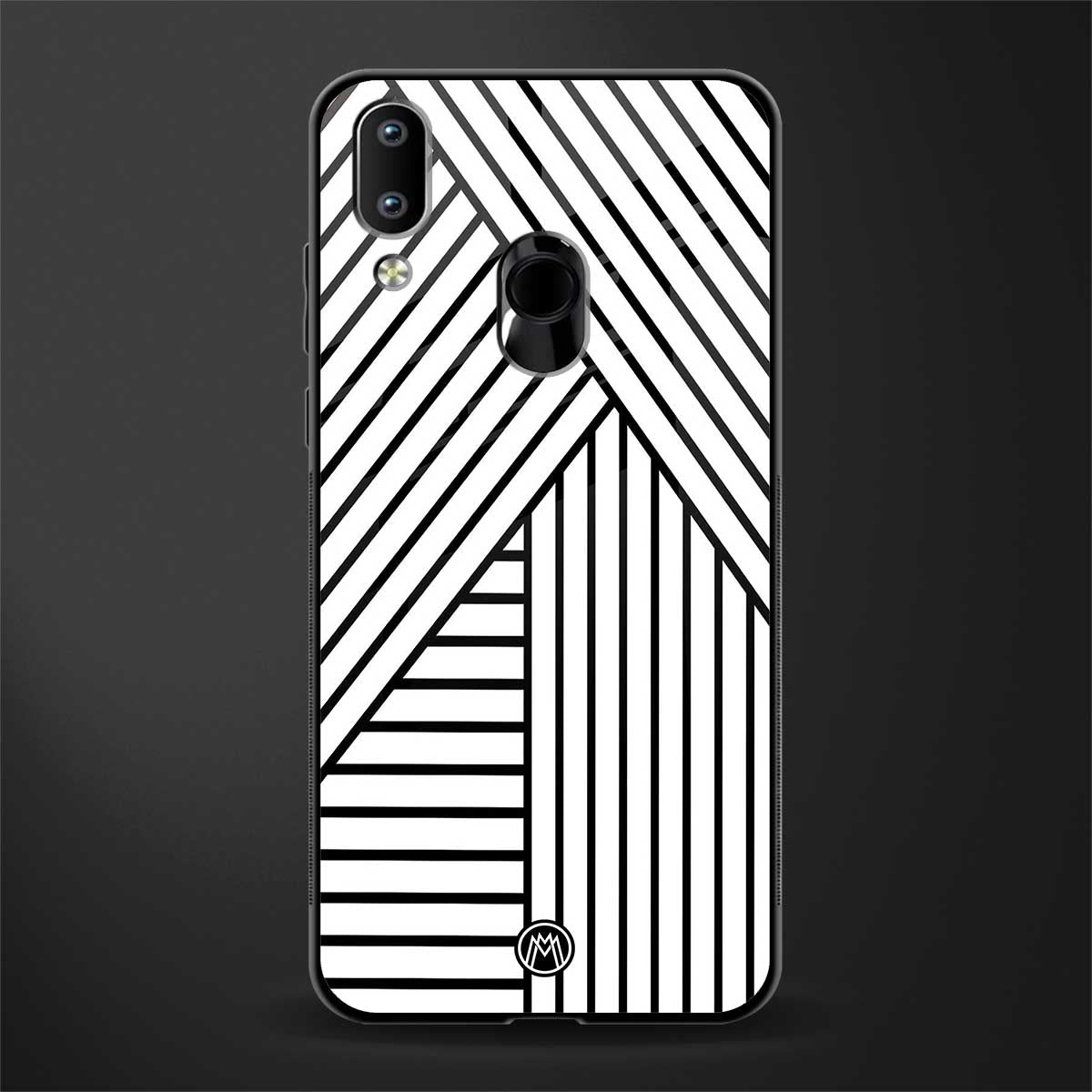 classic white black patten glass case for vivo y91 image