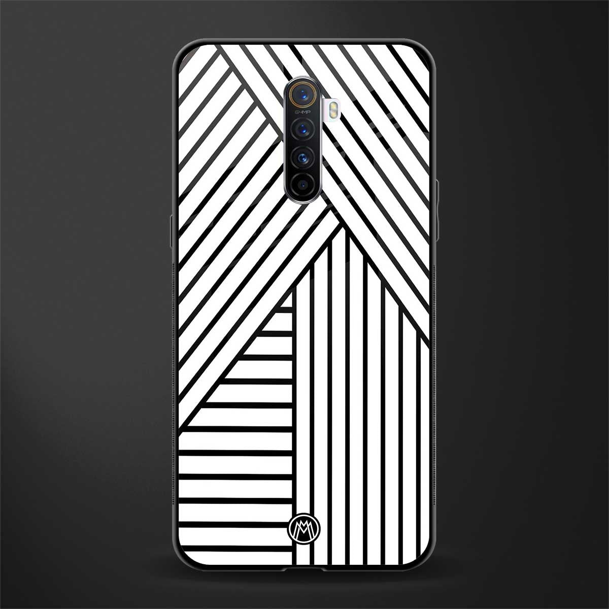 classic white black patten glass case for realme x2 pro image