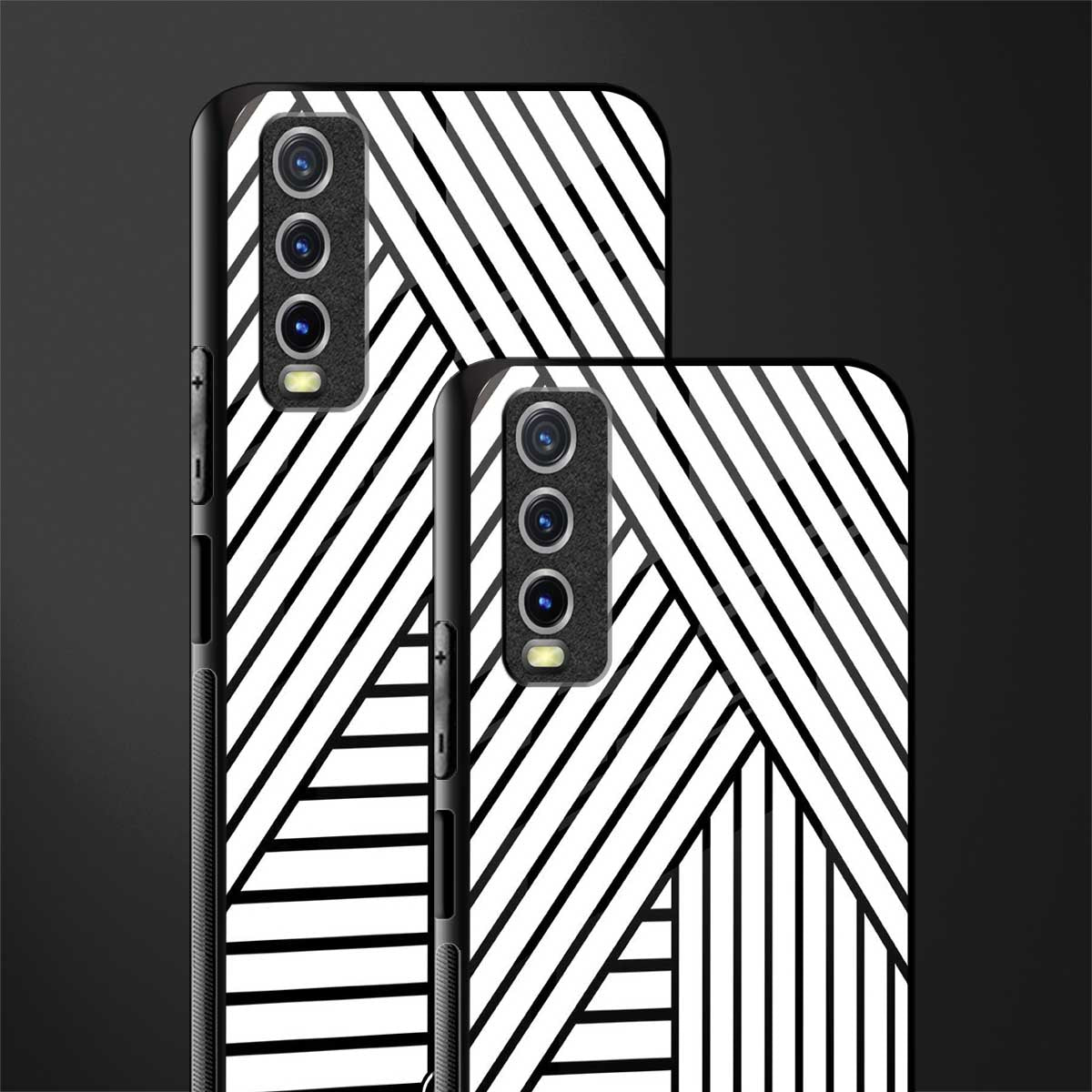classic white black patten glass case for vivo y20 image-2