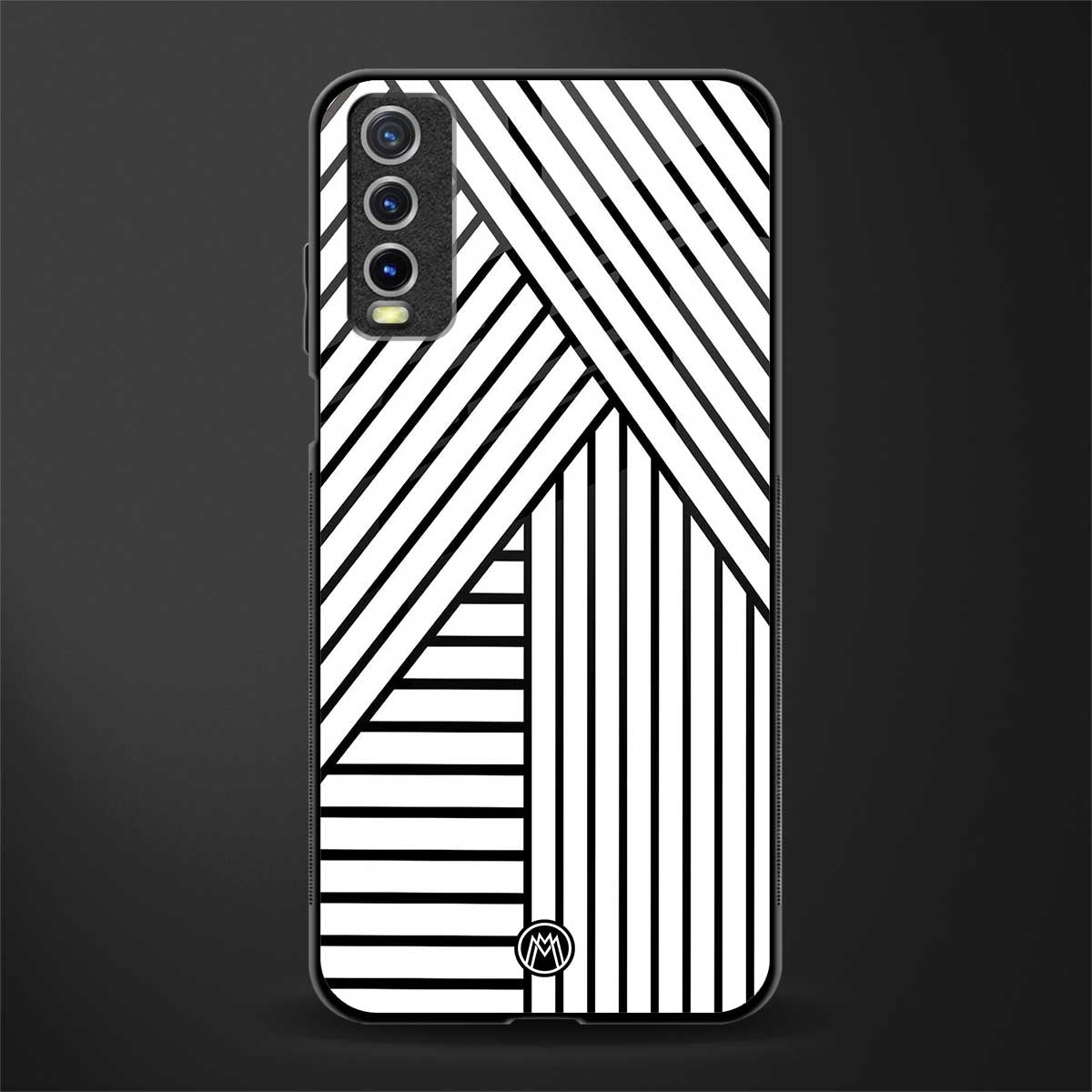 classic white black patten glass case for vivo y20 image