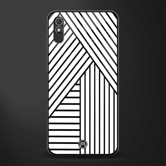 classic white black patten glass case for redmi 9i image