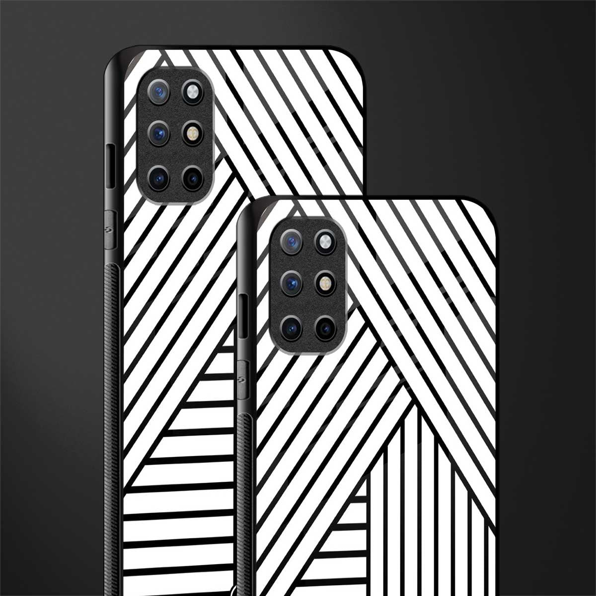 classic white black patten glass case for oneplus 8t image-2