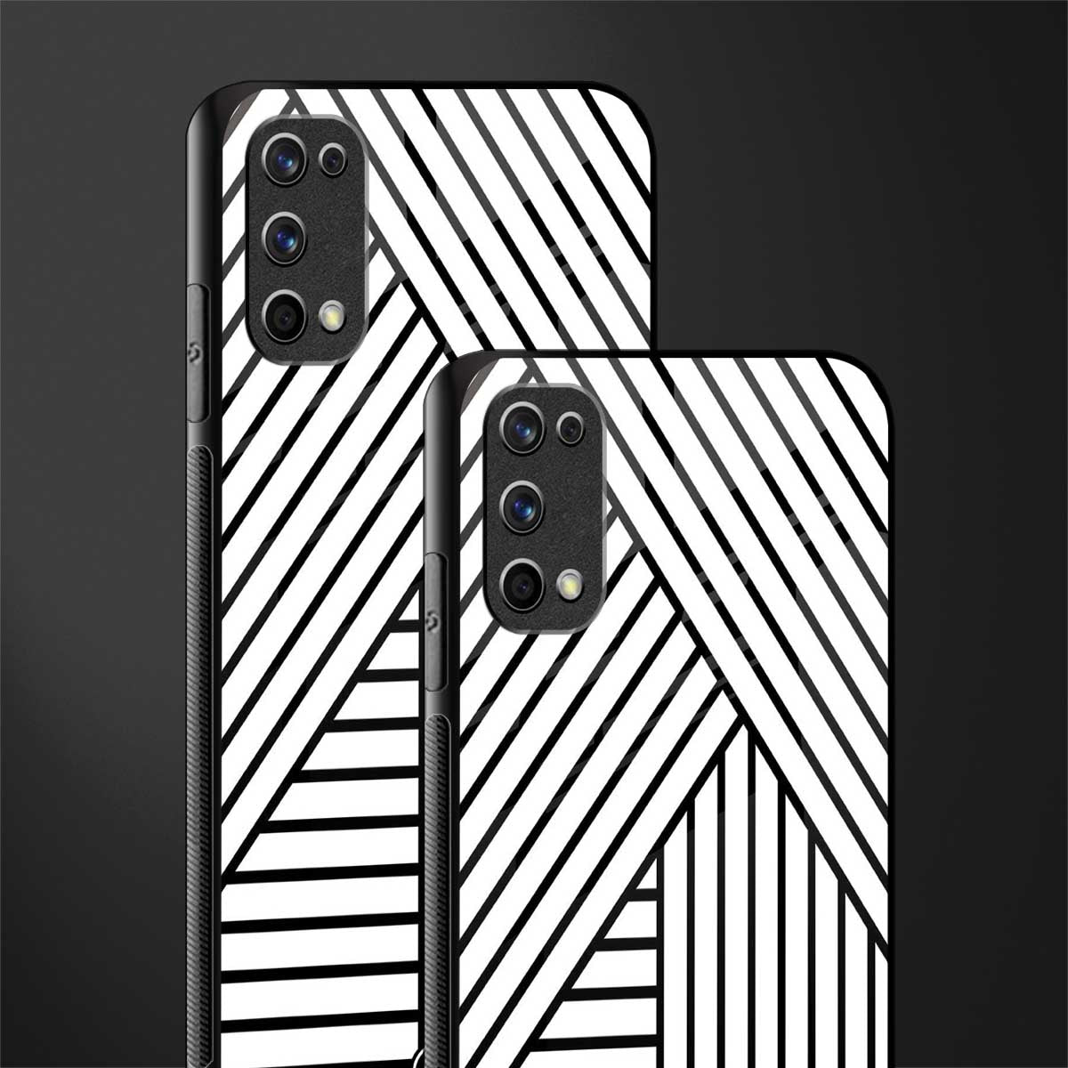 classic white black patten glass case for realme 7 pro image-2