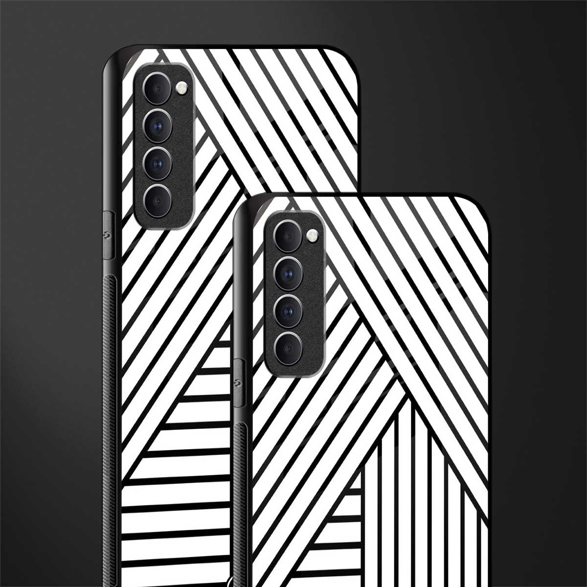 classic white black patten glass case for oppo reno 4 pro image-2