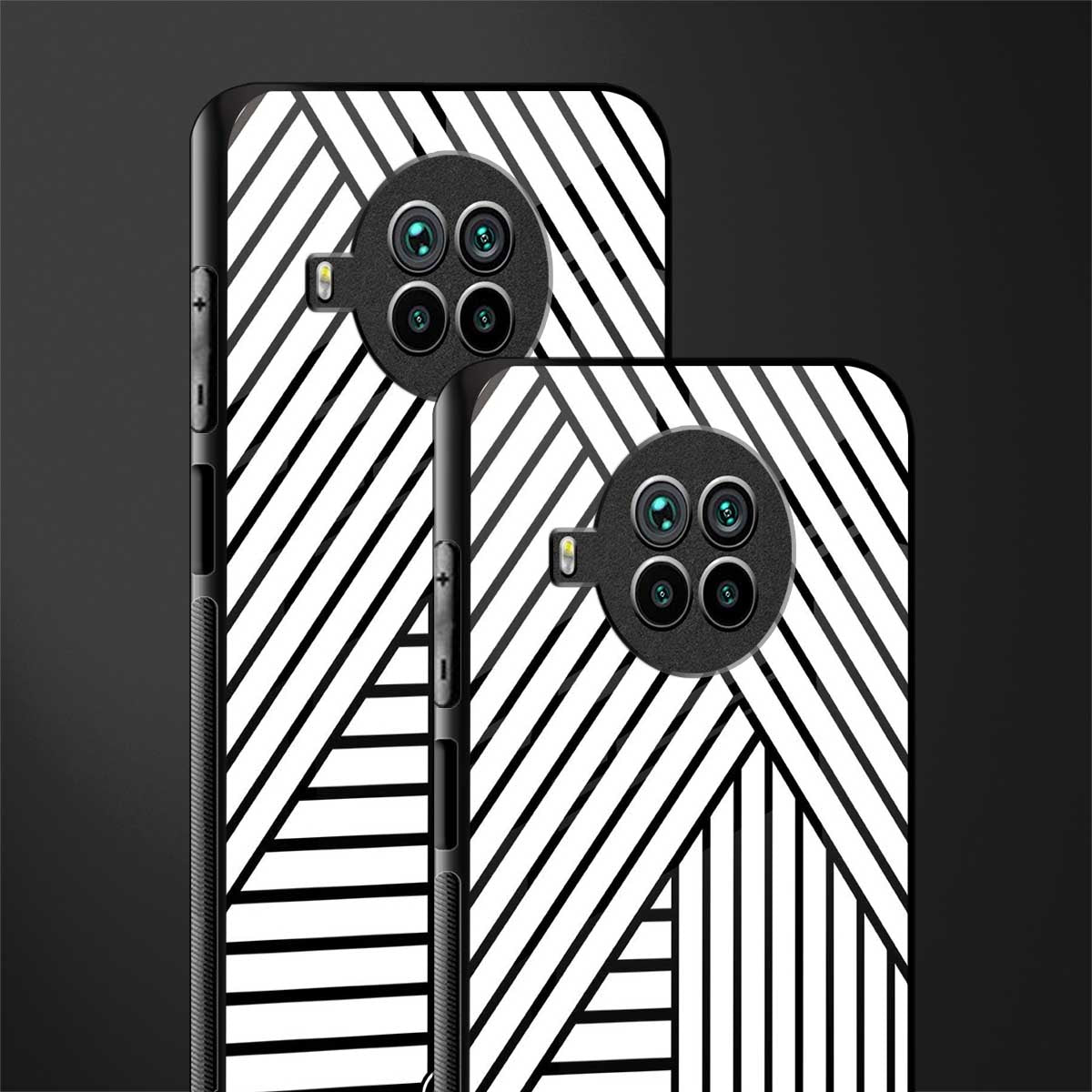 classic white black patten glass case for mi 10i