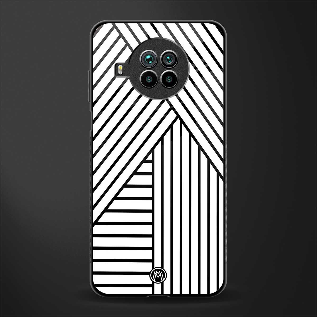 classic white black patten glass case for mi 10i