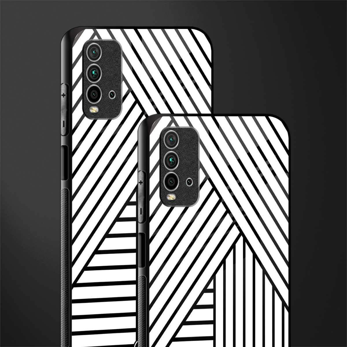 classic white black patten glass case for redmi 9 power