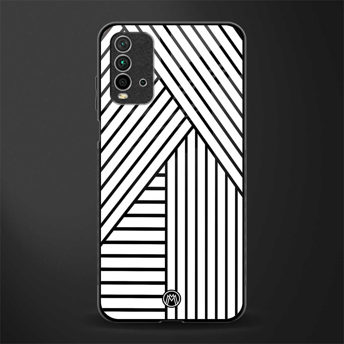 classic white black patten glass case for redmi 9 power