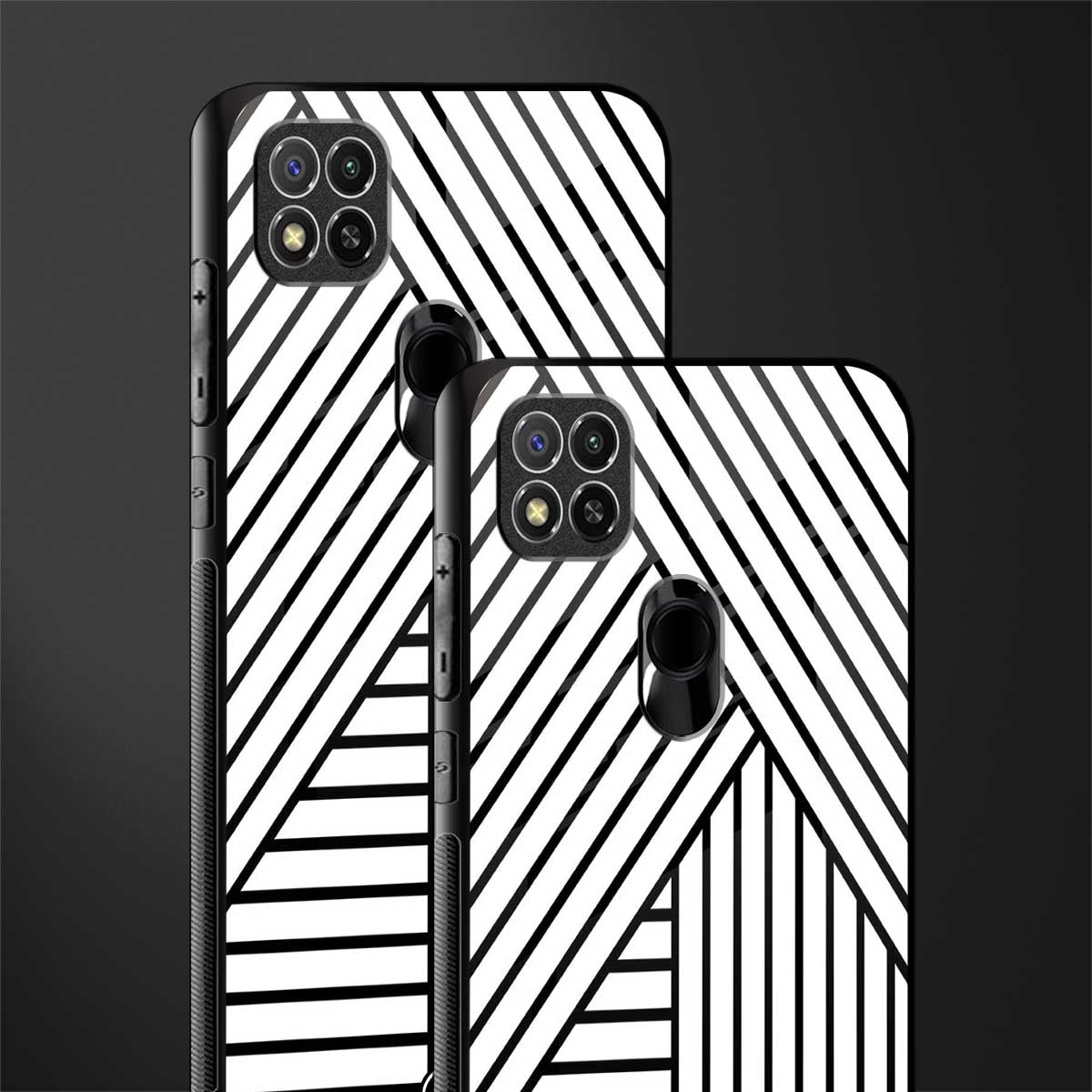 classic white black patten glass case for redmi 9