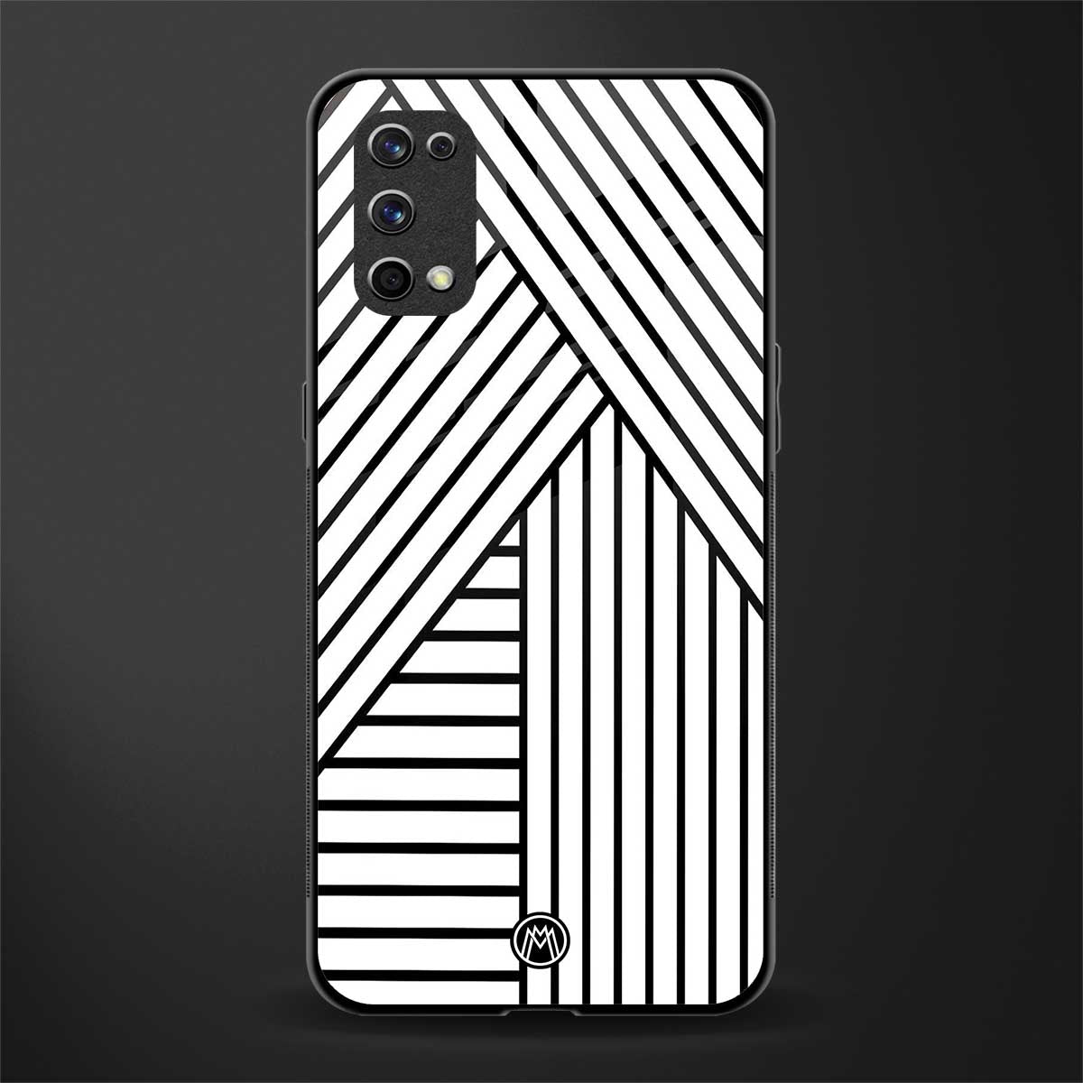 classic white black patten glass case for realme x7 pro