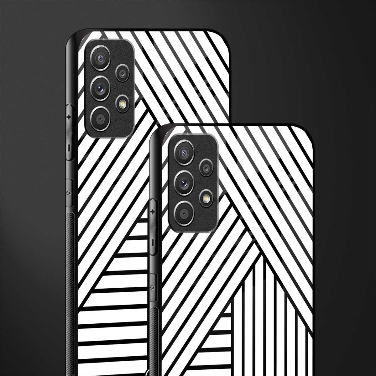 classic white black patten glass case for samsung galaxy a72 image-2