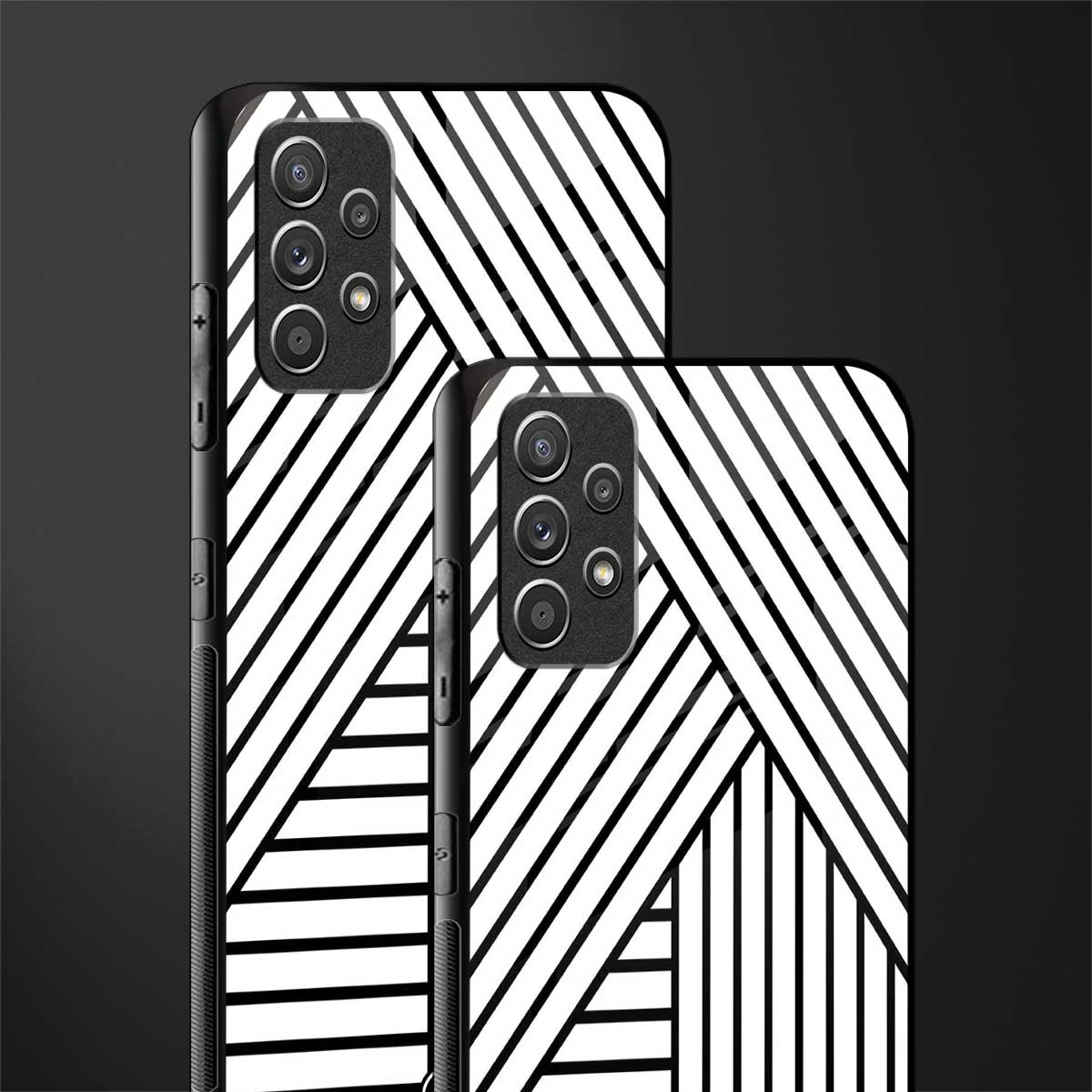 classic white black patten glass case for samsung galaxy a32 4g image-2