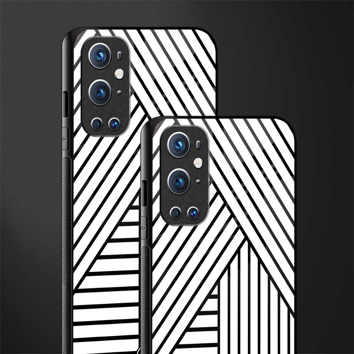 classic white black patten glass case for oneplus 9 pro image-2